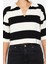 Kadın Moda Şık Crop Polo Yaka Truvakar Kol Kol Çizgili Crop Polo Yaka Basic Triko Kazak 1