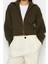 Kadın Moda Şık Crop Dik Yaka Regular Crop Fermuarlı Triko Hırka 4