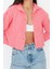 Kadın Moda Şık Crop Dik Yaka Regular Crop Yumuşak Dokulu Dik Yaka Triko Hırka 3