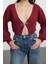 Kadın Moda Şık Crop V Yaka Regular Süper Crop Basic Fiyonklu Triko Hırka 3