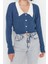Kadın Moda Şık Crop Bebe Yaka Regular Süper Crop Gömlek Yaka Garnili Triko Hırka 4