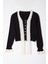 Kadın Moda Şık Crop Bisiklet Yaka Slim Crop Garnili Kurdele Fiyonk Detaylı Triko Hırka 1