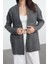 Kadın Moda Şık Midi Şal Yaka Oversize Geniş Kalıp Yumuşak Dokulu Triko Hırka 2