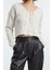 Kadın Moda Şık Crop V Yaka Slim Crop Yumuşak Dokulu Bağlama Detaylı Triko Hırka 3