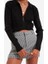 Kadın Moda Şık Crop Polo Yaka Slim Crop Fermuarlı Triko Hırka 4