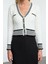 Kadın Moda Şık Crop V Yaka Slim Crop Yumuşak Dokulu Renk Bloklu Triko Hırka 1
