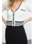 Kadın Moda Şık Crop V Yaka Slim Crop Yumuşak Dokulu Renk Bloklu Triko Hırka 2