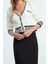 Kadın Moda Şık Crop V Yaka Slim Crop Yumuşak Dokulu Renk Bloklu Triko Hırka 3