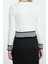 Kadın Moda Şık Crop V Yaka Slim Crop Yumuşak Dokulu Renk Bloklu Triko Hırka 5