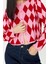 Kadın Moda Şık Crop Bisiklet Yaka Slim Crop Desenli Jakarlı Ceket Görünümlü Triko Hırka 3