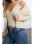 Kadın Moda Şık Crop V Yaka Regular Crop Bluz-Hırka Takım Triko Hırka 2