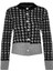Kadın Moda Şık Regular Bisiklet Yaka Regular Buklet Iplikli Desenli Ceket Görünümlü Triko Hırka 1