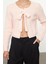 Kadın Moda Şık Crop Bisiklet Yaka Regular Crop Kurdele Fiyonk Detaylı Triko Hırka 1