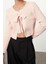 Kadın Moda Şık Crop Bisiklet Yaka Regular Crop Kurdele Fiyonk Detaylı Triko Hırka 2
