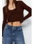 Kadın Moda Şık Crop V Yaka Slim Crop Bağlama Detaylı Bluz-Hırka Triko Takım 4
