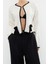 Kadın Moda Şık Crop Bisiklet Yaka Regular Kurdele Fiyonk Detaylı Ceket Görünümlü Triko Hırka 3