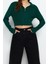 Kadın Moda Şık Crop Polo Yaka Slim Crop Fermuarlı Triko Hırka 3