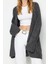 Kadın Modern Tarz Oversize V Yaka Midi Triko Hırka 1