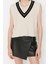 Kadın Modern Tarz Rahat Kolsuz V Yaka Renk Bloklu Kol Crop Triko Süveter 3