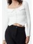 Kadın Modern Tarz Slim Havuz Yaka Crop Triko Hırka 1