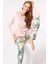 Kadın Uzun Kol V Yaka Viskon Çiçek Desenli Kışlık Örme Normal Bel Pijama Takımı 1