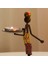 Afrikalı Kadın Tealight Metal Mumluk Şık Hediyelik 2'li 4