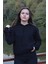 Siyah Unisex Oversize Düz Kapüşonlu Sweatshirt 2