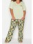 Büyük Beden Kadın Viskon Bisiklet Yaka Kısa Kol Baskılı Örme Pijama Takımı 2