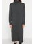 Oversize Casual Günlük Dolu Iğne Triko Balıkçı Yaka Uzun Kol Shift Midi Boy Elbise 1