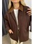 Koyu Kahve Kadife Yakalı Oversize Gabardin Ceket 2