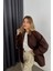 Koyu Kahve Kadife Yakalı Oversize Gabardin Ceket 5