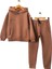 Kahverengi Kapşonlu Üç Ip Şardonlu Erkek Çocuk Takımı 1