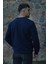 Lacivert Unisex Bisiklet Yaka Regular Fit Düz Sweatshirt 7