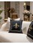 Fleur De Lis Nakışlı Çerçeveli Kırlent Kılıfı Siyah - Gold 1