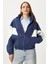 Kadın Gorce Fermuarlı Dik Yaka Lacivert Oversize Sweatshirt 1