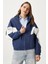 Kadın Gorce Fermuarlı Dik Yaka Lacivert Oversize Sweatshirt 5