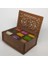 Ahşap Ceviz Renk Çay Kutusu 9 Bölmeli Kapaklı Bitki Çayı Saklama Kabı ( Çaylar Dahil) Tea Box 2