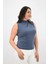 Kadın Büyük Beden Drape Detaylı Dik Yaka Bluz 1851-25 4