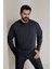 Erkek Lacivert Standart Fit Normal Kesim Bisiklet Yaka 3 Iplik Pamuklu Sweatshirt 1