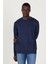 Erkek Lacivert Standart Fit Normal Kesim Bisiklet Yaka 3 Iplik Pamuklu Sweatshirt 2