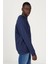 Erkek Lacivert Standart Fit Normal Kesim Bisiklet Yaka 3 Iplik Pamuklu Sweatshirt 5
