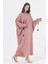 Manşetli Ip Püsküllü Viskon Çizgili Kimono | KMN35613 1
