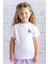 Kız Çocuk Nakış Detaylı Kısa Kollu T-Shirt - Ekru 1