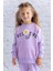 Kız Çocuk Çiçek Aksesuarlı Sweatshirt - Lila 4