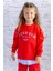 Kız Çocuk Gömlek Detaylı Baskılı Sweatshirt - Kırmızı 1