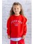 Kız Çocuk Gömlek Detaylı Baskılı Sweatshirt - Kırmızı 2