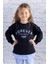 Kız Çocuk Gömlek Detaylı Baskılı Sweatshirt - Siyah 5