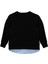 Kız Çocuk Gömlek Detaylı Baskılı Sweatshirt - Siyah 3