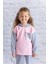 Kız Çocuk Waffle Kumaş Garnili Baskılı Sweatshirt - Pembe 1