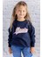 Kız Çocuk Sim Baskılı Basic Sweatshirt - Lacivert 1
